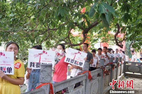 九十九人围绕菩提树慢行三圈，虔诚许愿。　贾亲亲 摄