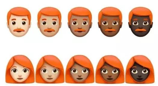  ▲红发人物表情包 （图片来源：emojipedia）