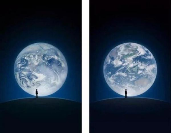  左侧为微信之前的开机页面原图，右侧为新更换的风云四号拍摄图。（图片来源网络）