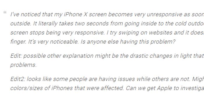 iPhone X屏幕怕冷?苹果回应:将以软件更新解决