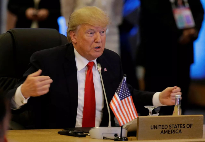 ▲美国总统特朗普在东盟系列会议上发言。（视觉中国）