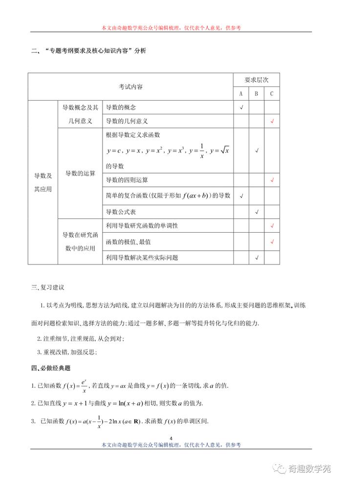 分析北京近十四年高考题，明确高考方向（导数篇）