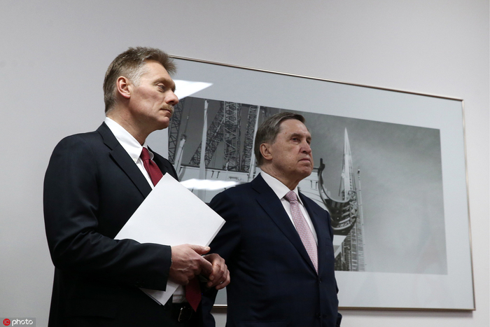 　▲ 俄罗斯总统新闻秘书佩斯科夫（左）和总统助理乌沙科夫。| 东方IC