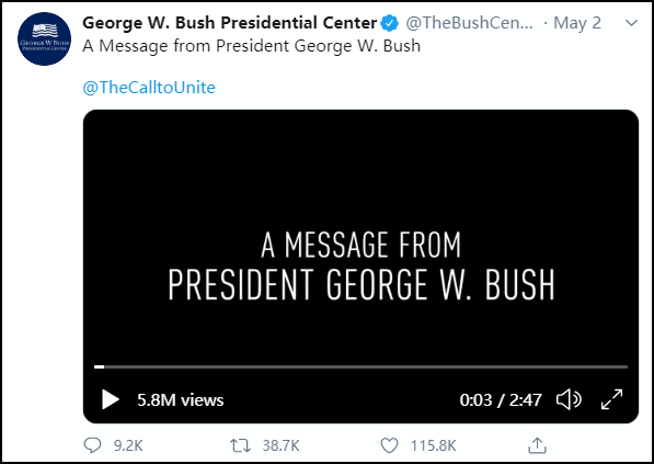 （截自 乔治·W·布什总统中心推特账号）