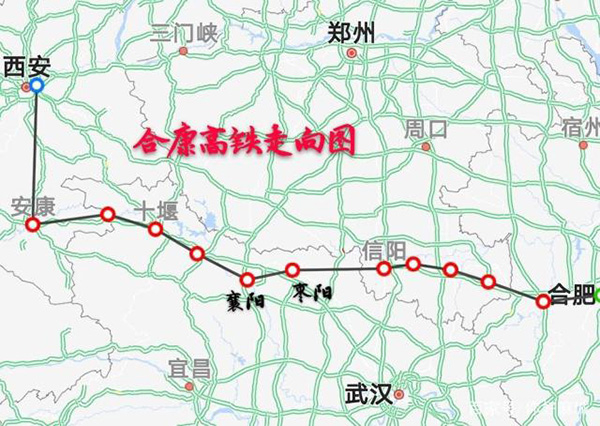 合康高铁走向。