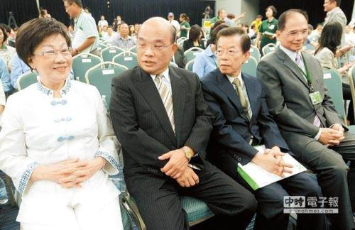 资料图：民进党四大天王苏贞昌、游锡堃、吕秀莲、谢长廷。图片来源：中时电子报。