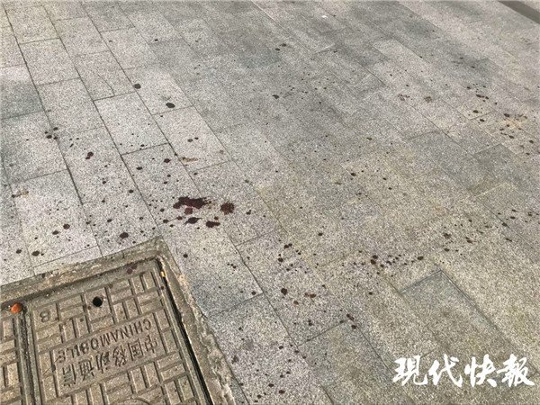 △ 事发路口，桥面上血迹依然清晰可见，点点滴滴绵延数米。现代快报记者 何洁/摄