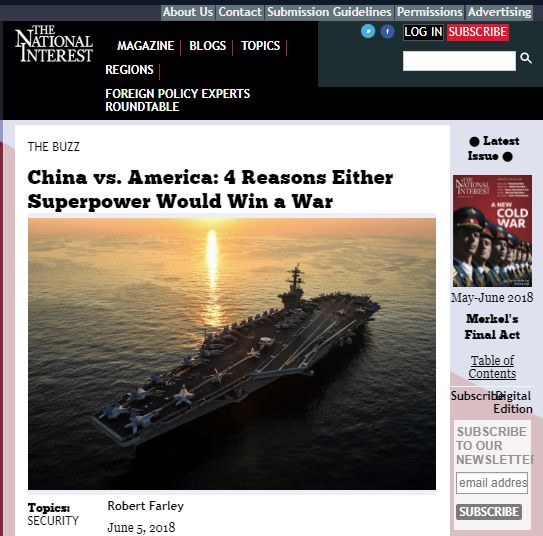 《国家利益》网站报道截图