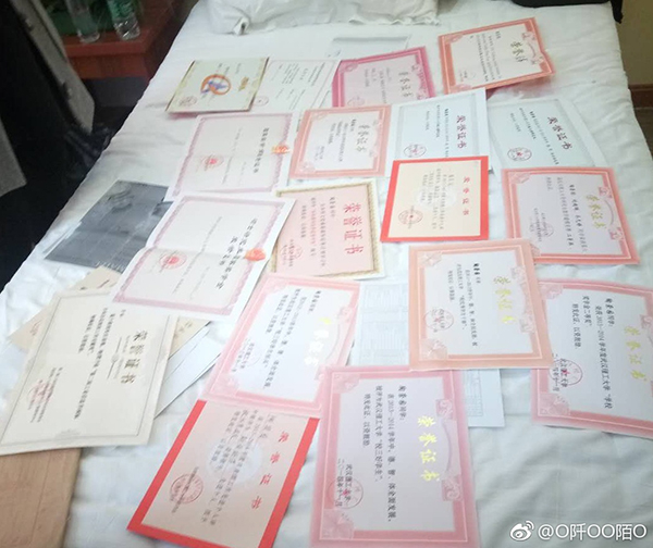 陶崇园的部分荣誉证书。&nbsp; 本文图片均来自 陶崇园姐姐微博