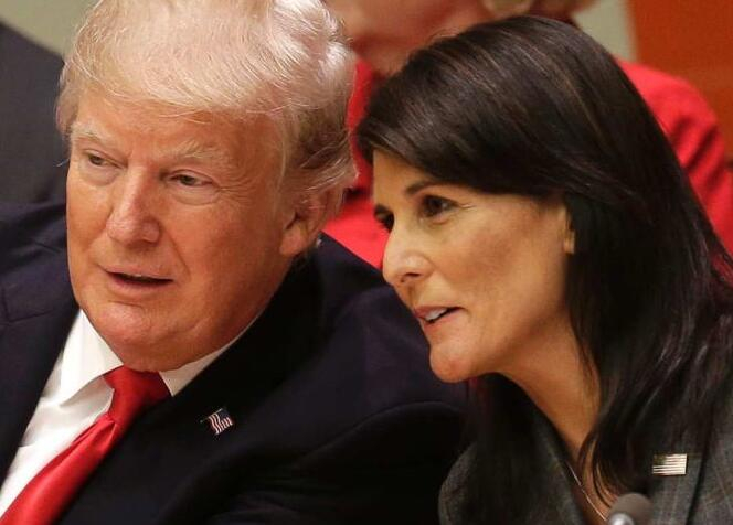 美国总统特朗普和美国驻联合国大使黑莉