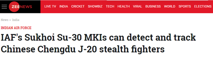 ▲印度Zee新闻网站报道截图