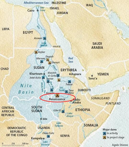 大坝位置示意图