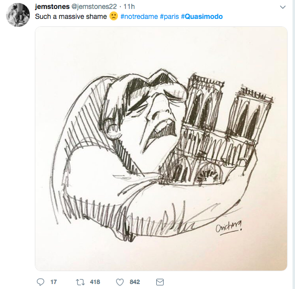 推特网友分享的“卡西莫多哭泣”图。图源：推特网友