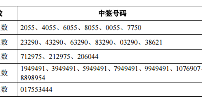 绿色动力网上发行中签号出炉 共104580个