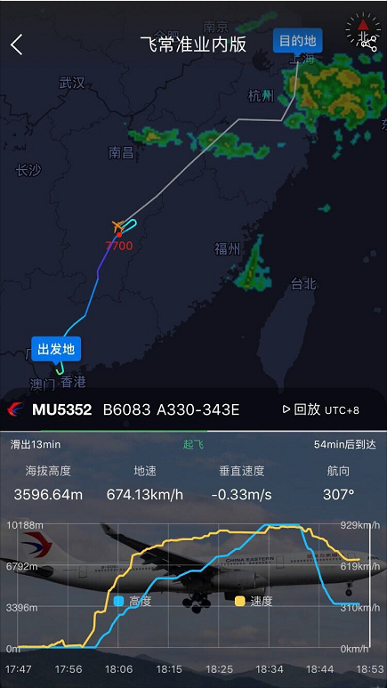 图片来源：飞常准业内版官方微博