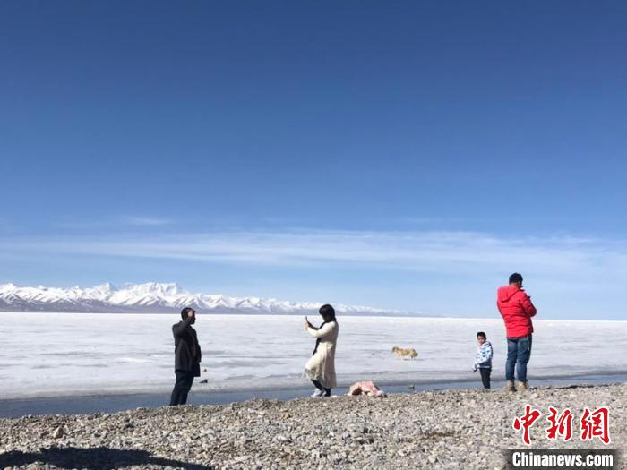 图为纳木错恢复开放首日，游客在景区游玩。纳木错景区供图
