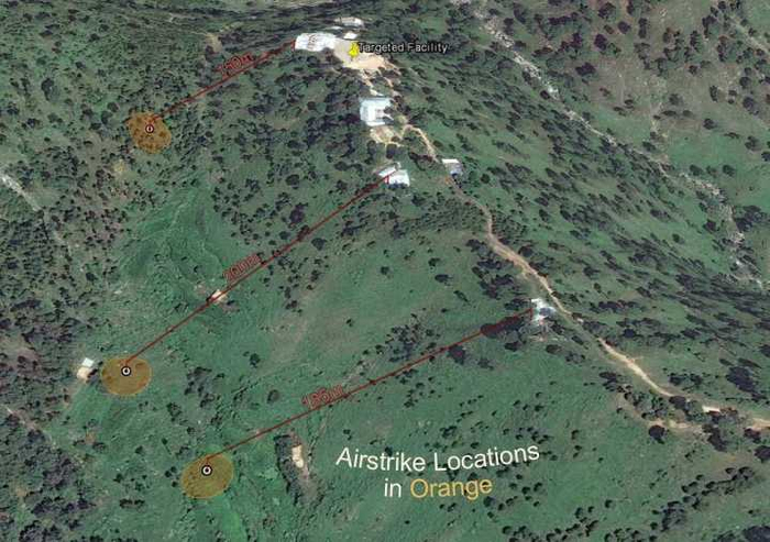 　（橙色区域是印方的轰炸地点 图片来源于Planet Labs，Google Earth和Digital Globe）