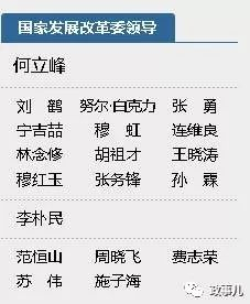 国家发改委早前领导班子