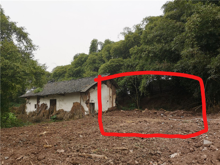 已经被夷为平地的老屋（画圈处） 本文图均为 上游新闻 图
