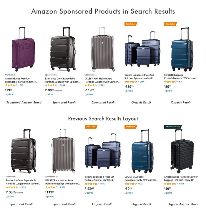 ‘Sponsored’的广告品牌和‘Our Brand’自有品牌区分 | 亚马逊网站截图