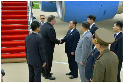 　蓬佩奥6日抵达朝鲜（图片来源：朝中社）