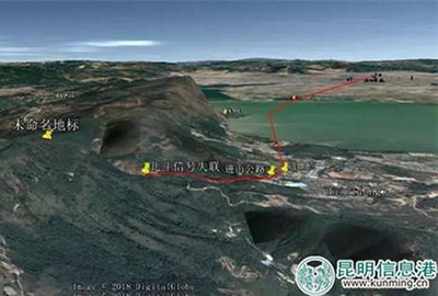 直升机出事前飞行轨迹示意图 昆明信息港 图