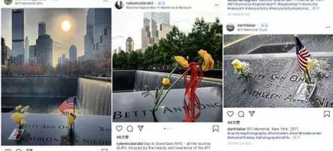  人们在纪念碑上找到邓月薇的名字。（instagram截图）