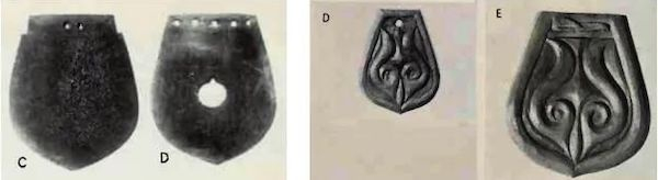图一四 巴泽雷克3号、5号墓出土马鞍饰片 （从左至右：1、2）