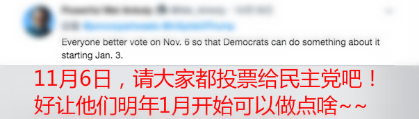 美国网友呼吁大家在中期选举时多给民主党投票。