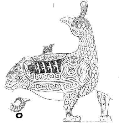 鸟尊出土情况线图（出自晋侯墓地考古简报）