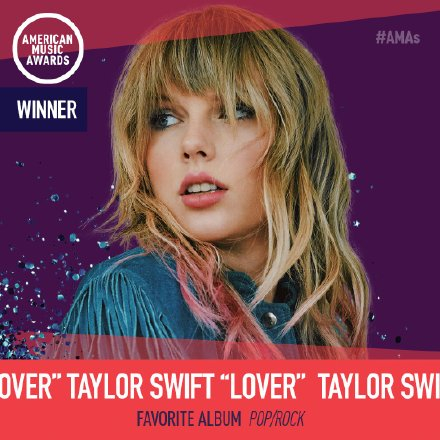 霉霉的新专辑“LOVER”获得最佳流行/摇滚专辑。