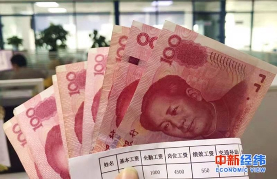 工资资料图。中新经纬 熊家丽摄