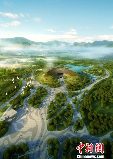 　　2019年北京世园会中国馆建筑方案7日晚发布。中国馆将坐落于长城脚下，环山抱水，突出中国特色，将采用一系列节能降耗措施，打造一个绿色建筑。　曾鼐 摄