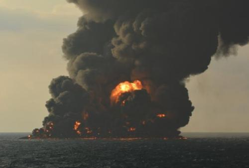 资料图：爆燃现场。图片来源：交通运输部微信公众号。