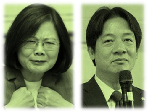 蔡英文与赖清德一路走来暗中较劲，被批是“一对互敲丧钟的可笑小丑”。（图片来源：台媒）