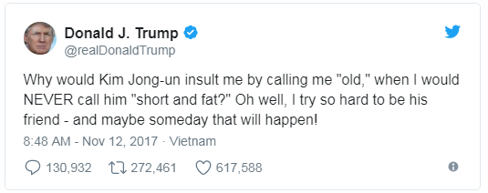 ▲特朗普的回应推文