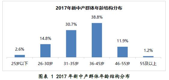2017年新中产群体年龄结构分布