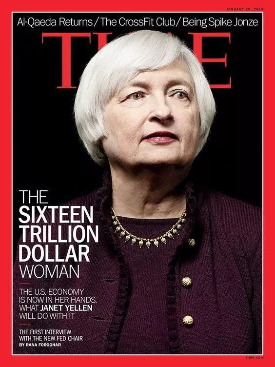 ▲耶伦曾登上《时代》杂志封面 &nbsp; 图据《时代》杂志
