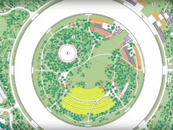 紫色点代表李子树、橙色代表杏树、棕色为橄榄树、红色为柿子树、粉色为樱桃、黄色为苹果树