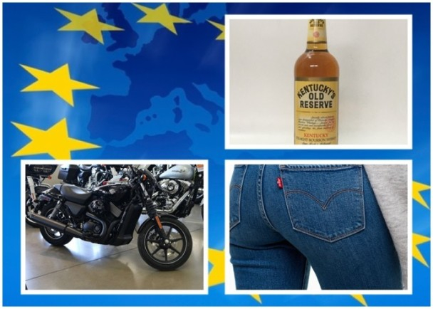欧盟拟向波本威士忌、电单车和牛仔裤等美国货征重税，报复特朗普的关税措施。（资料图片）