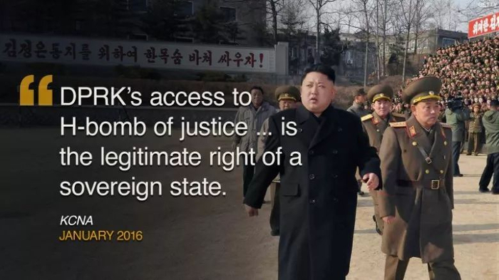 ▲朝中社在一篇英文声明中声称：“朝鲜掌握正义的氢弹，是主权国家的合法权利。”（CNN）