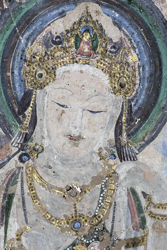 莫高窟第57窟胁侍菩萨。 敦煌研究院 孙志军 摄