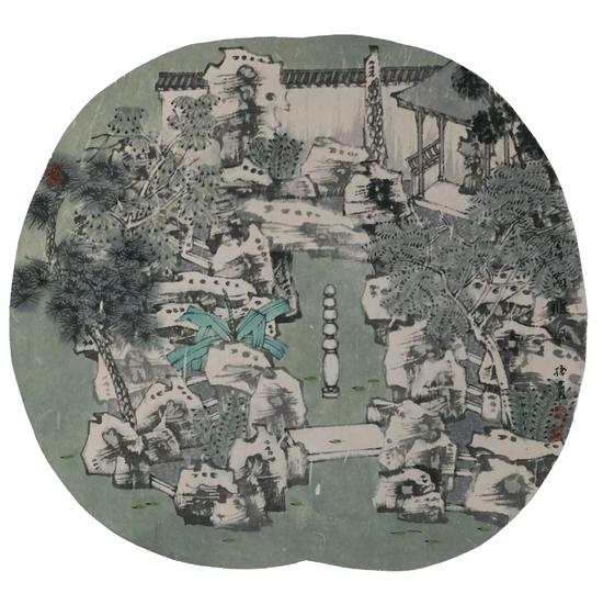  孙宽 《倚窗听风》 46cm×46cm  中国画