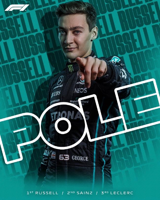 拉塞尔夺得职业生涯首个F1杆位