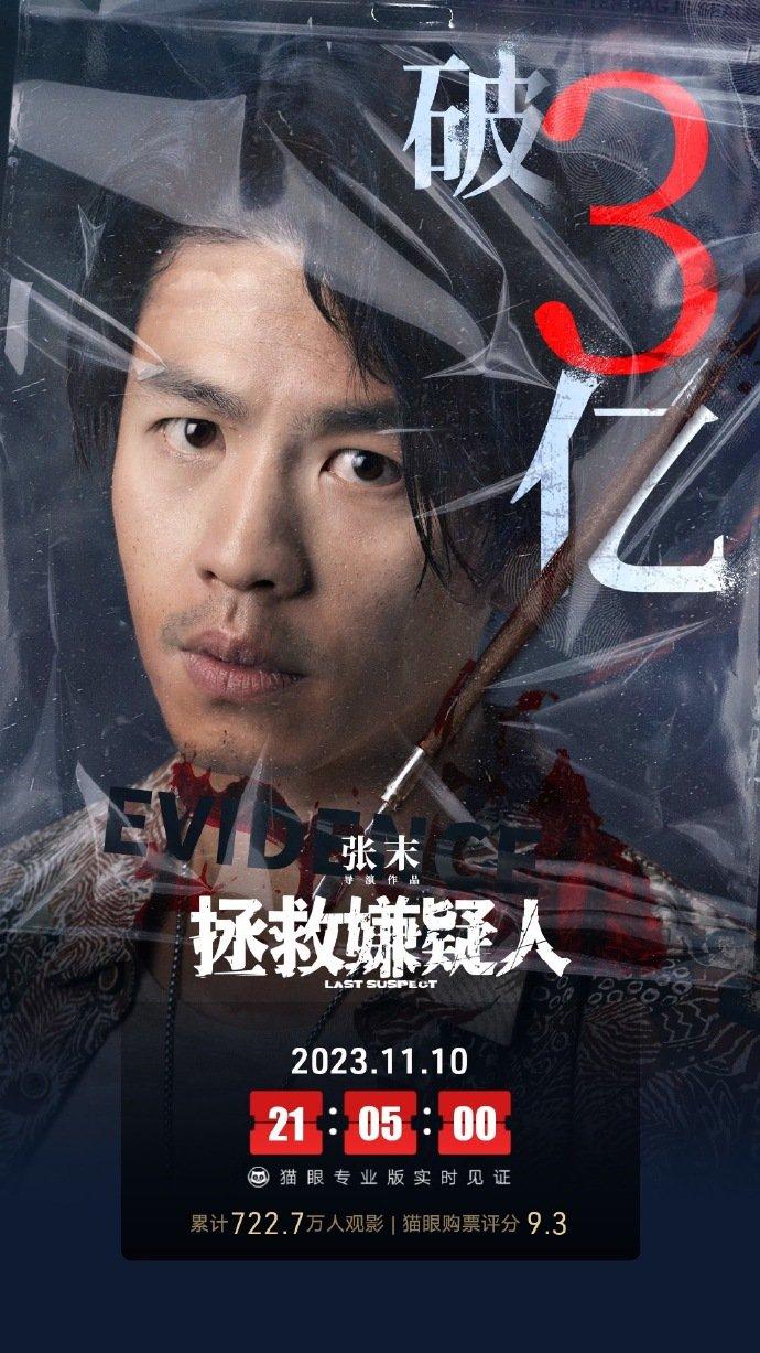 据猫眼专业版数据，电影《拯救嫌疑人》上映10天 ，总票房破3亿。