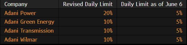 印度证券交易所提高阿达尼集团四只股票的每日限价