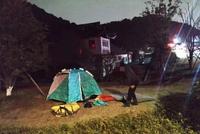 湖北男子不敢住酒店 在杭州湘湖边搭帐篷过夜