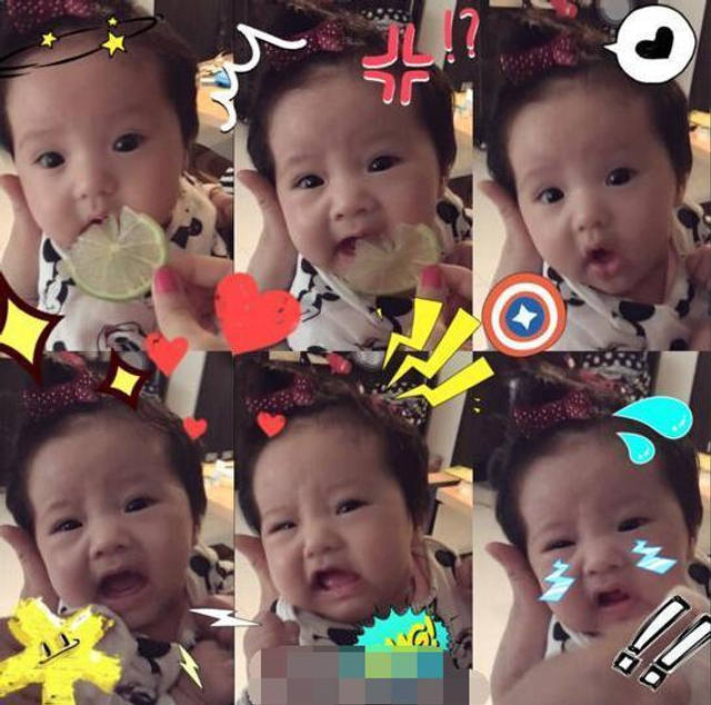 欧弟老婆晒喂女儿吃柠檬照