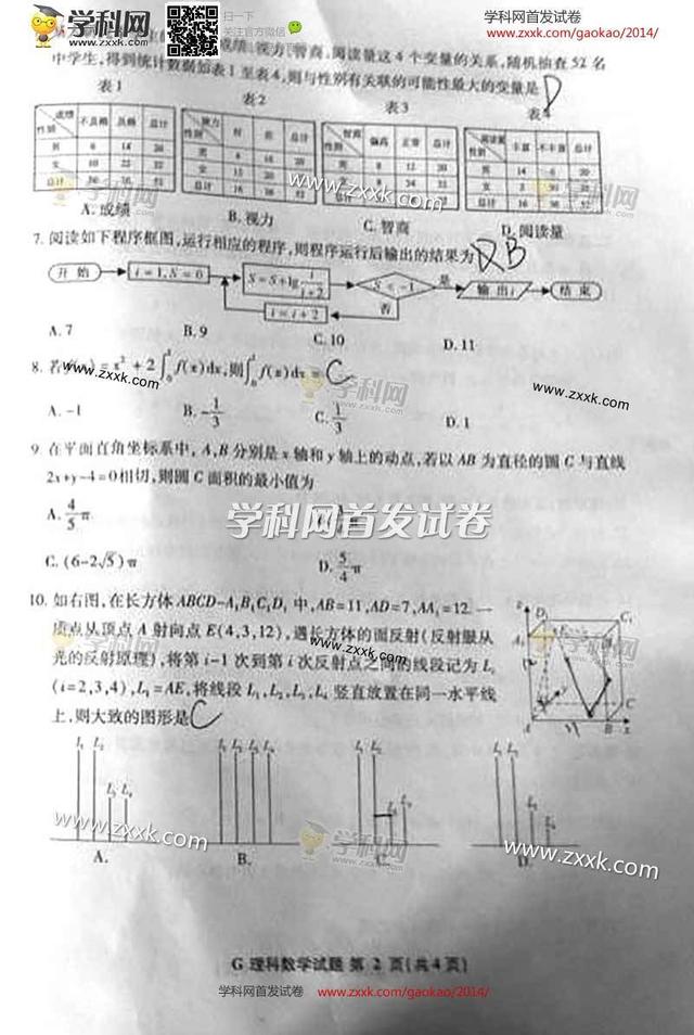 14年高考理科数学试题及参考答案 江西卷 新浪图片