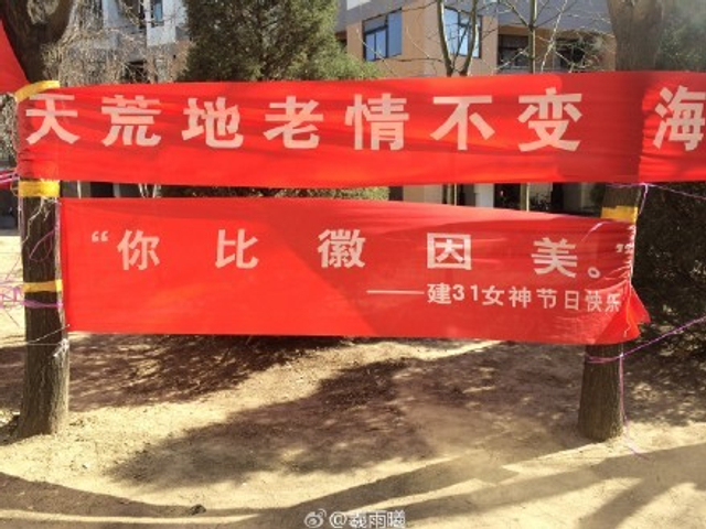 女生节高校横幅拉锯战 清华男邀约北大女
